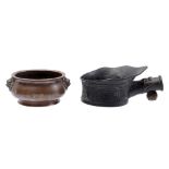 Bronze incense burner and bronze silk iron pan