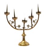 5-armed copper church candlestick