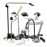 8 various metal desk lamps