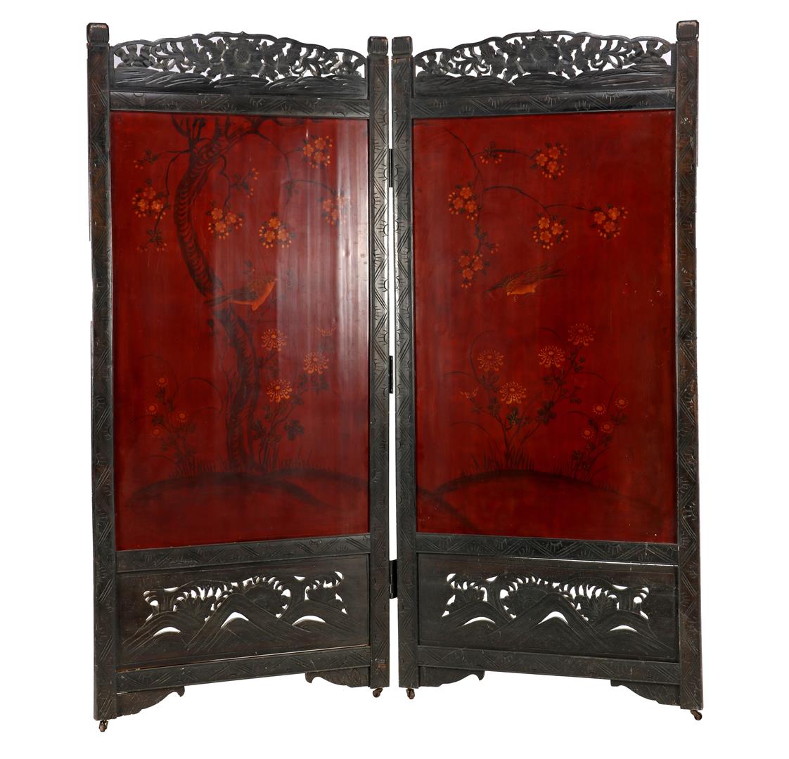 2-turn lacquered folding screen - Image 6 of 6