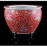 Red porcelain flower pot