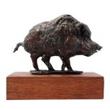 Bronze sculpture of a wild boar