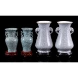 4 oriental porcelain ear vases