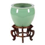 Green glazed porcelain flower pot