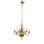 Brass 6-light globe chandelier