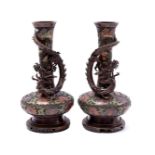 2 bronze cloisonné vases