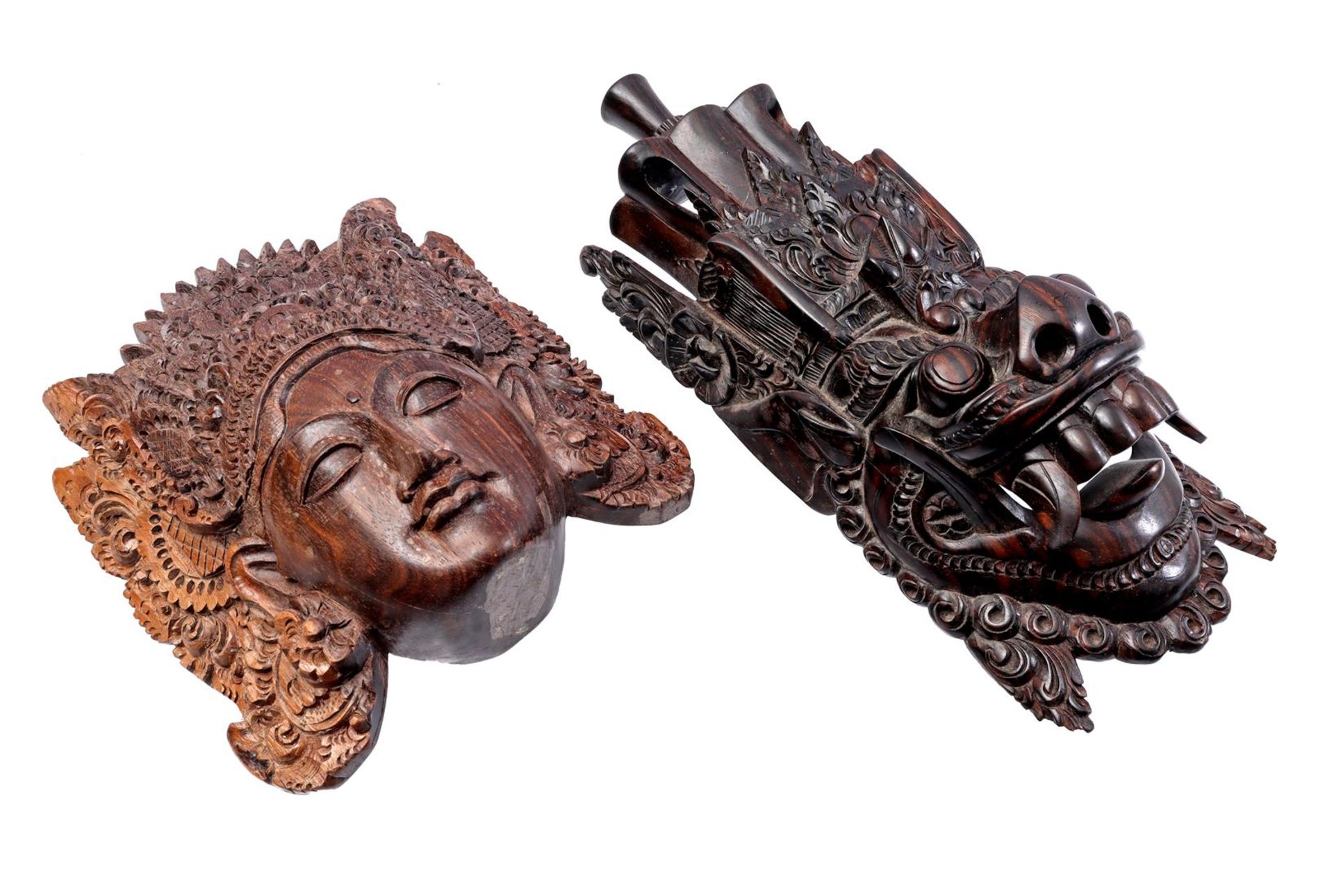 2 wooden carved masks