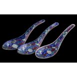 3 porcelain Famille Rose spoons