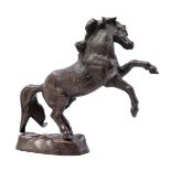 Bronze statue of a rearing horse