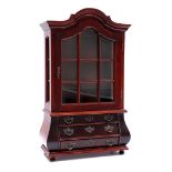 Walnut veneer miniature china cabinet