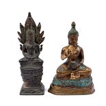 2 bronze Buddha statues