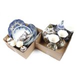 2 boxes with earthenware