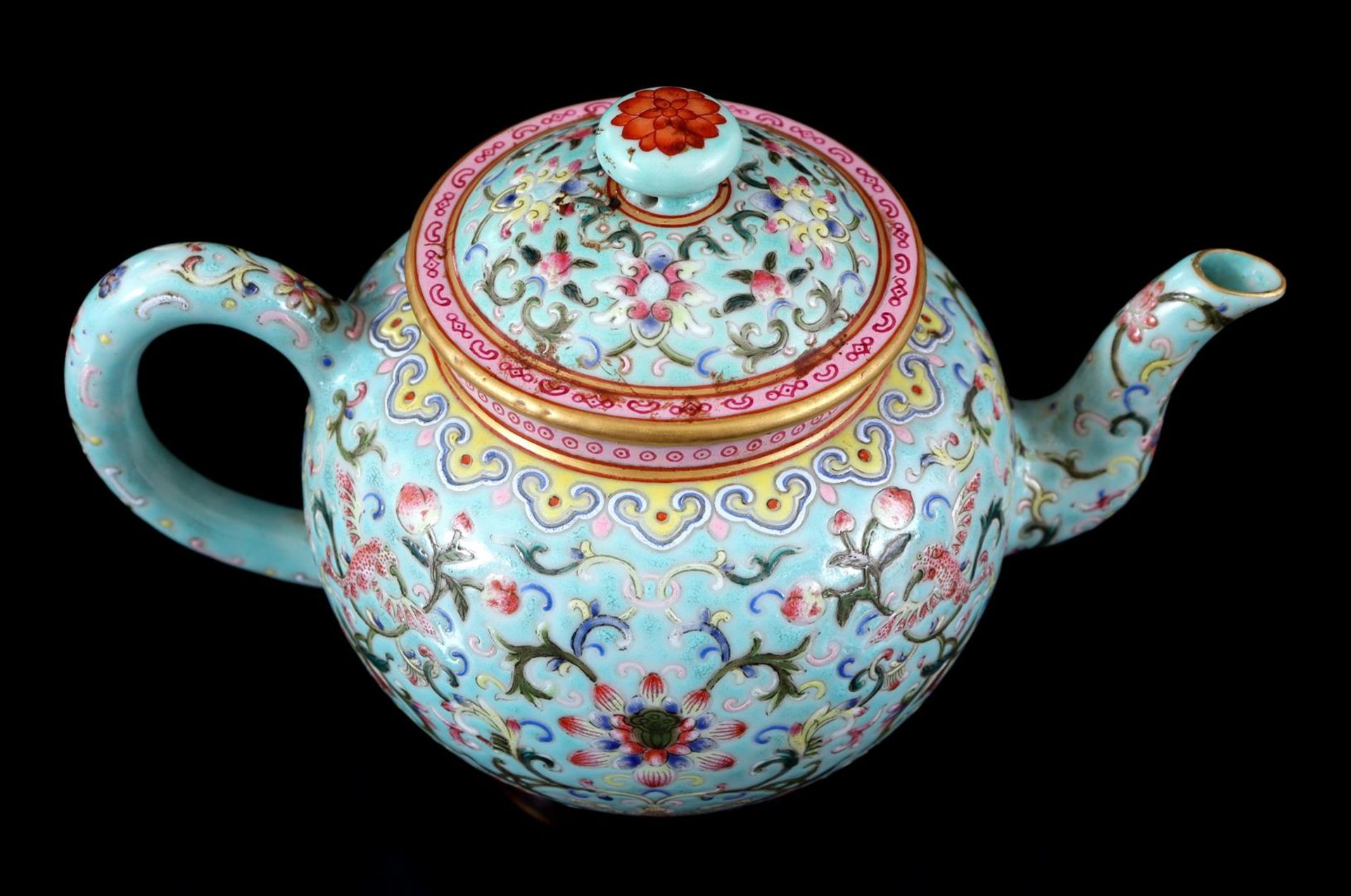 Porcelain Famille Rose teapot - Image 2 of 3