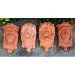 4 classic terracotta wall flower hangers