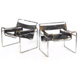 2 chromed tubular frame armchairs