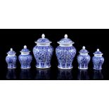 6 porcelain lidded vases