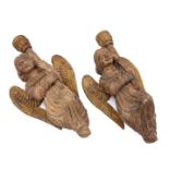 2 wooden statues