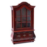 Walnut veneer miniature china cabinet