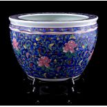 Blue porcelain flower pot