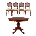 Column leg table 4 dining chairs