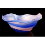 Glass decorative bowl blue pink