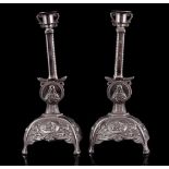 2 metal candlesticks