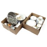 2 boxes pottery