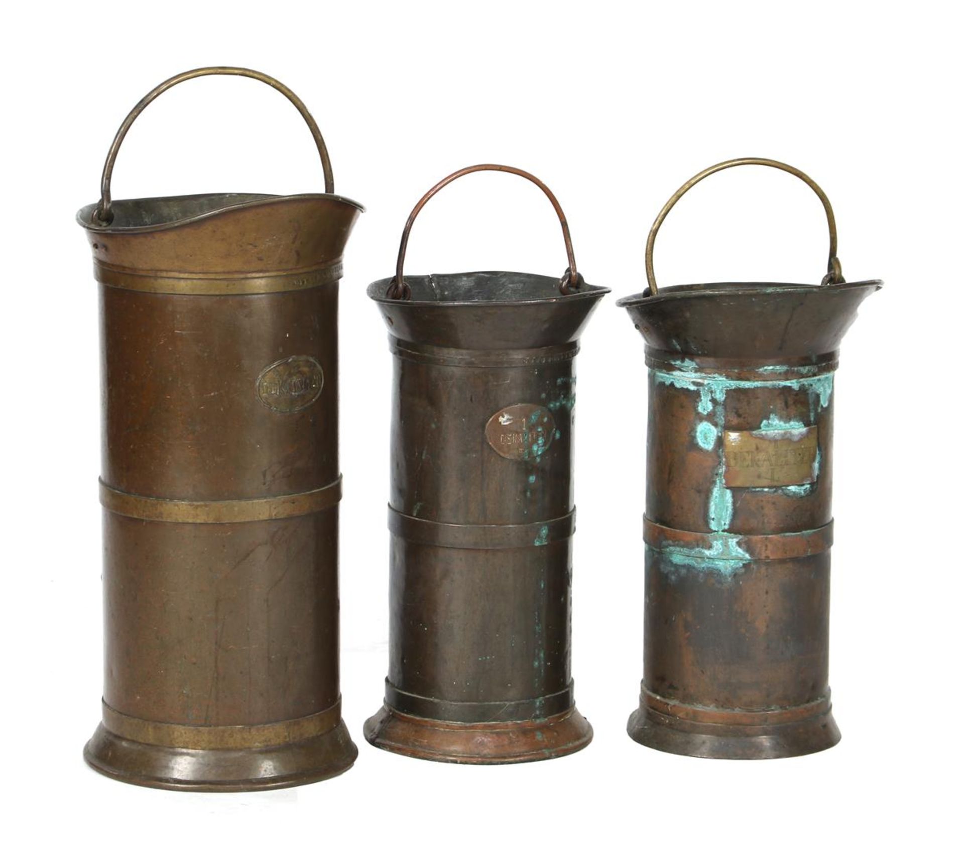 3 antique copper grain sizes