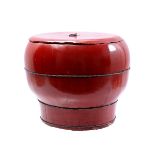 Wooden red lacquered barrel