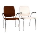 2 tubular frame armchairs