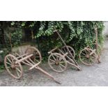 3 bases of wooden wagons