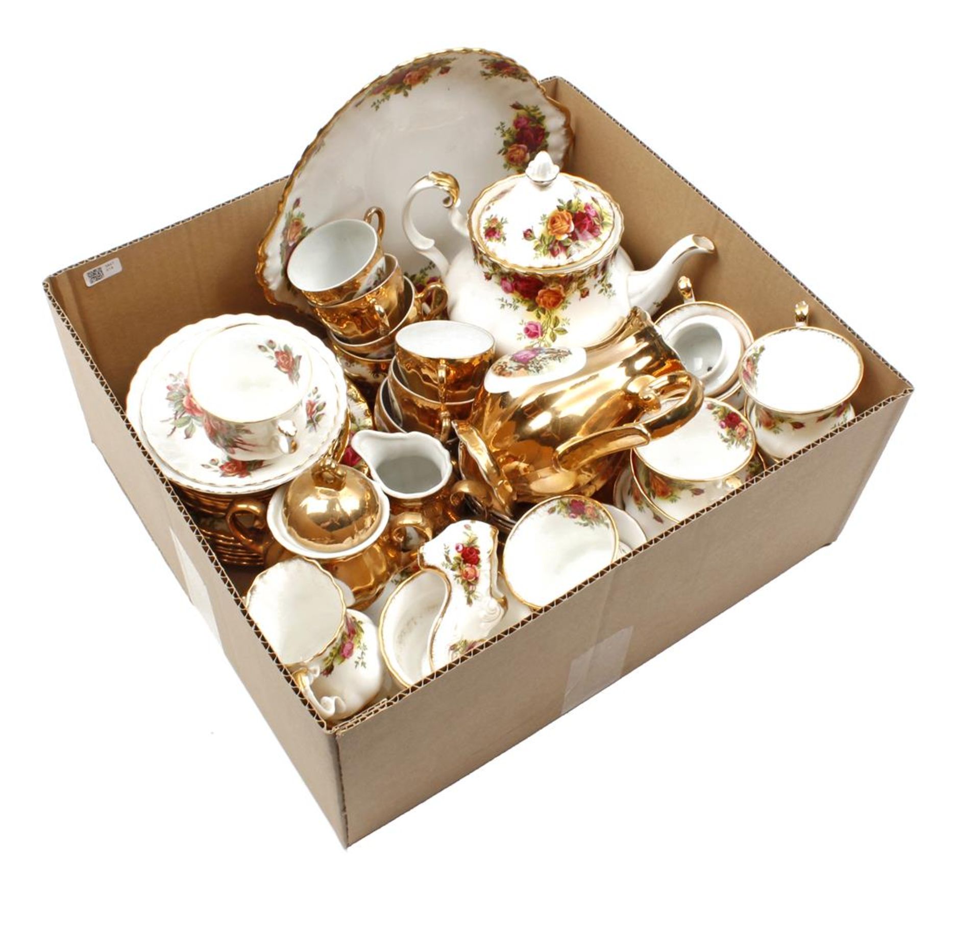 Box of porcelain tea set