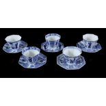 5 porcelain cups and saucers