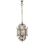 Bronze hanging lamp with diamonds, approx. 120 cm long