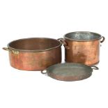 3 antique copper pans