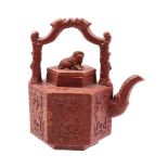 Terracotta hexagonal teapot