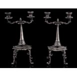 2 pewter 2-light candelabra