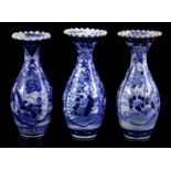 3 porcelain collar vases