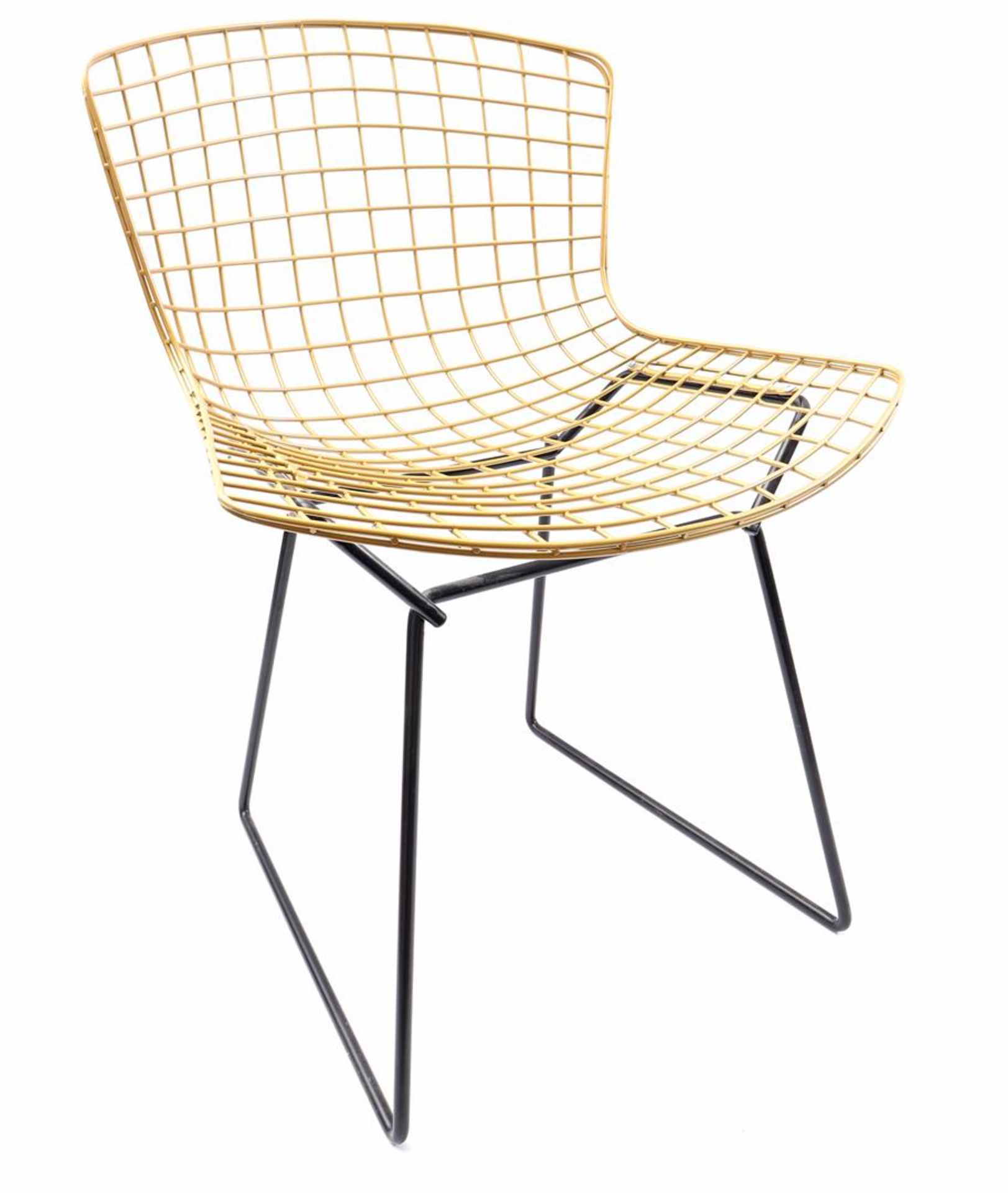 Gold colored metal wire chair - Image 2 of 3