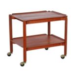 Mobile teak serving trolley