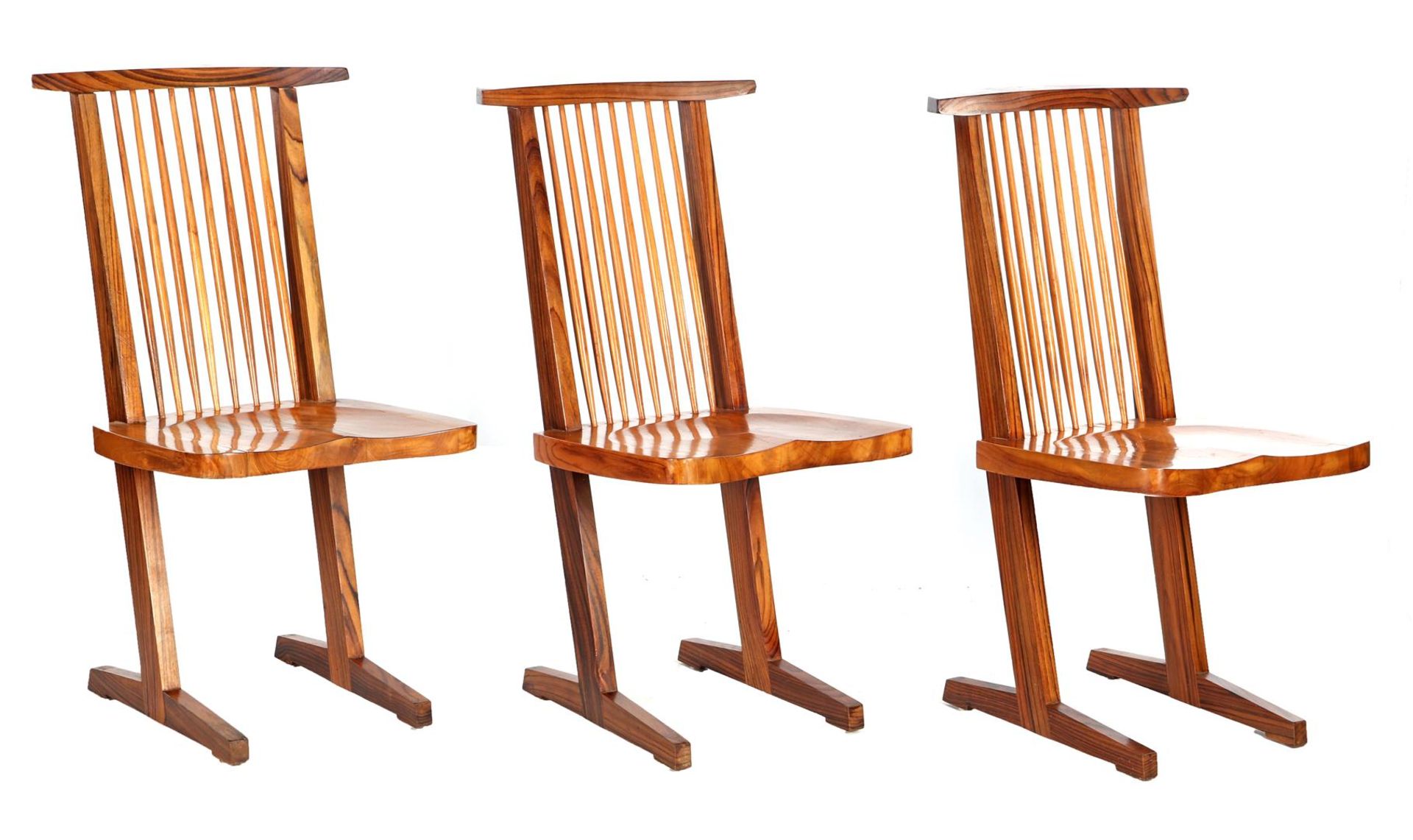3 rosewood veneer chairs