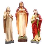 3 plaster Sacred Heart statues