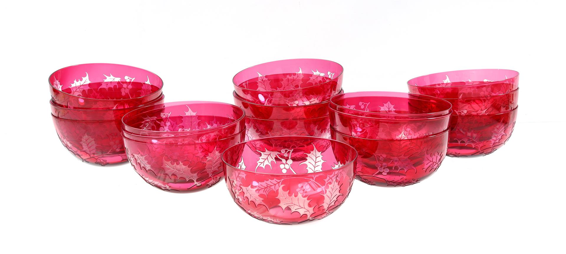 18 red crystal finger bowls