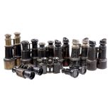 9 various old binoculars