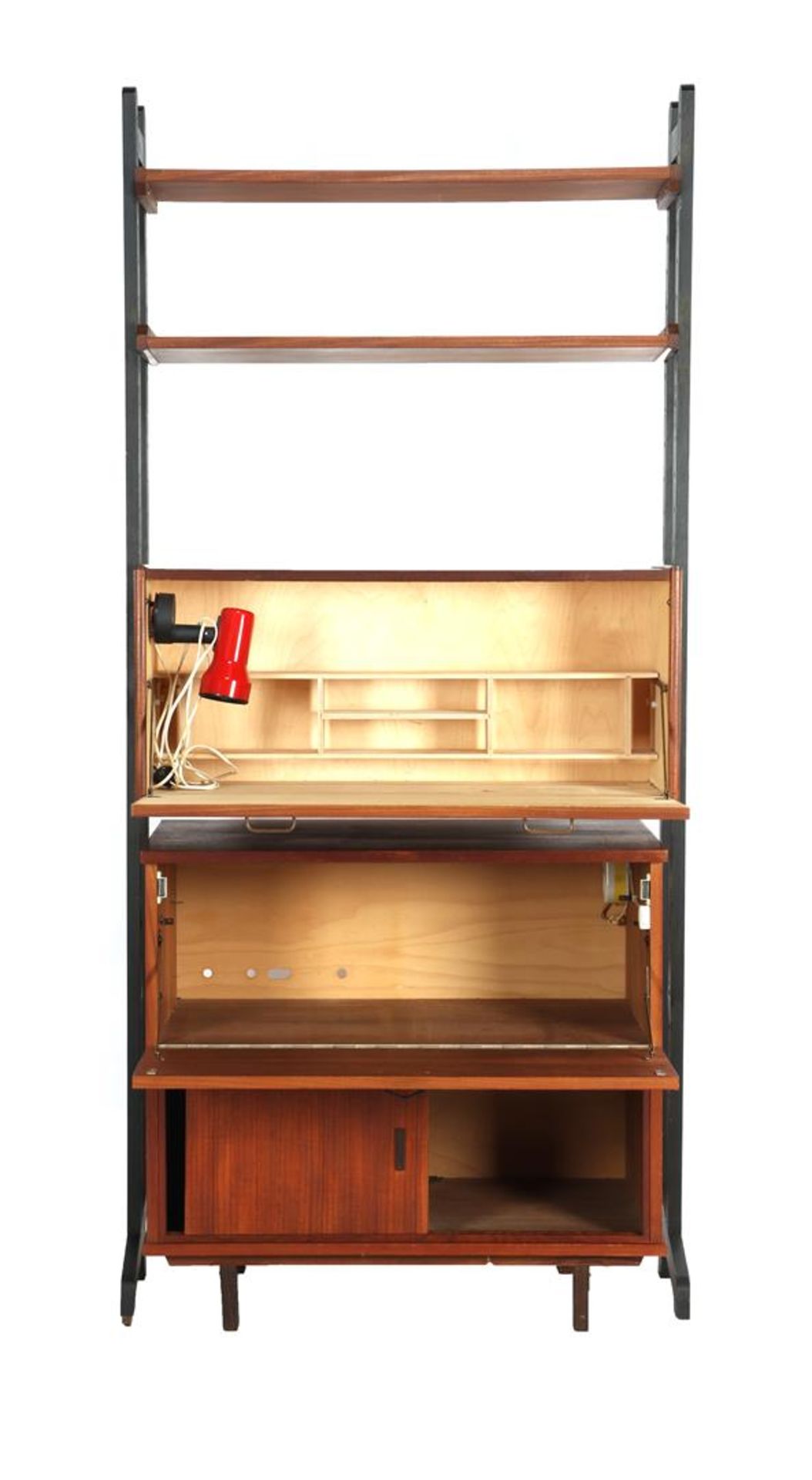 Teak veneer wall unit - Image 2 of 2