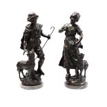 2 zinc alloy statues