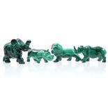 4 malachite animal figurines