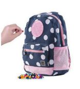 BRAND NEW & SEALED PXIE CREW BACKPACK - BLUE/PINK WITH WHITE DOTS. IMGES AREFOR ILLUSTRATIONS