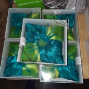 X 5 NEW & INDIVIDUALLY BOXED 7'' BLUE/GREEN RING PILLOWS