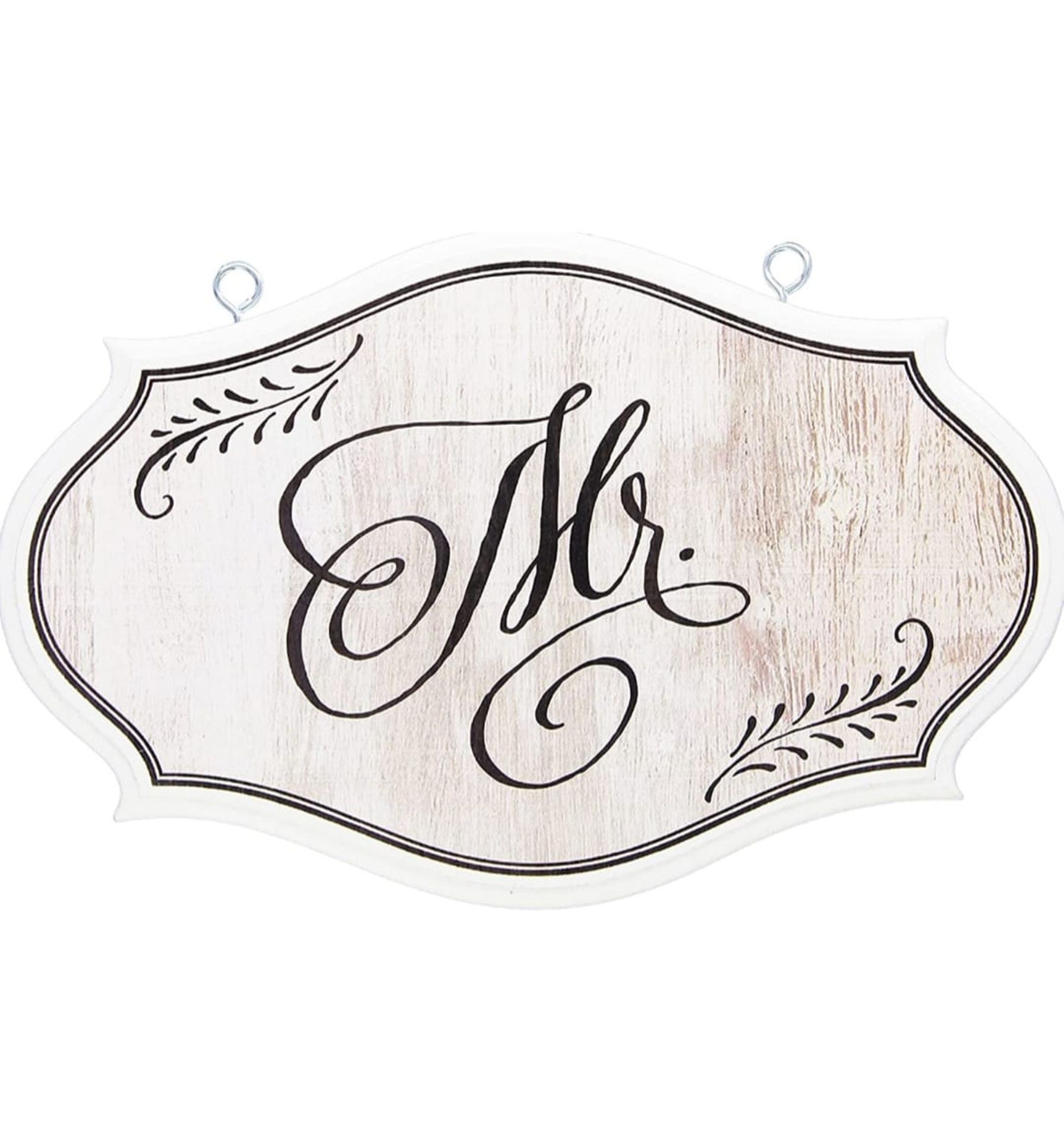 X 12 Mr & Mrs OVAL WOODEN SIGNS - CONSISTING OF X 2 Mr IN WHITE& X 10 Mr INN BLACK BY LILLIAN ROSE -